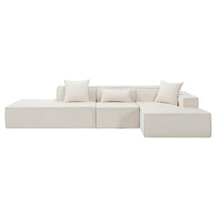 Bellemave® 129.5" L-shaped Modular Combination Sofa Set with 3 Pillows