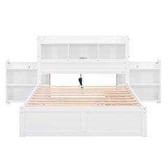 Bellemave® Full Size Storage Platform Bed with Pull Out Shelves, Twin Size Trundle Bed and 2 Drawers