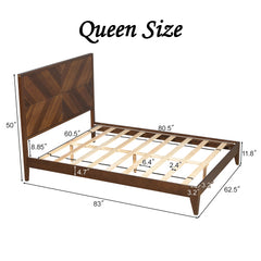 Bellemave® Mid-Century Modern Platform Bed Wood Slat Support with No Box Spring Needed