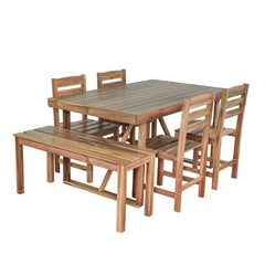 Bellemave® 6-Piece High-quality Acacia Wood Outdoor Table and Chair Set