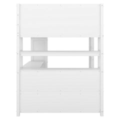 Bellemave® Full Size Wood Loft Bed with Cabinet and Bookshelf, Wardrobe and Desk