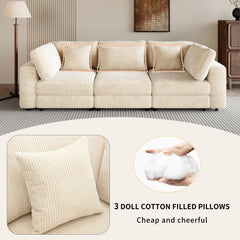 Bellemave® 105" 3 Seater Sofa with Removable Back Cushions and 5 Pillows