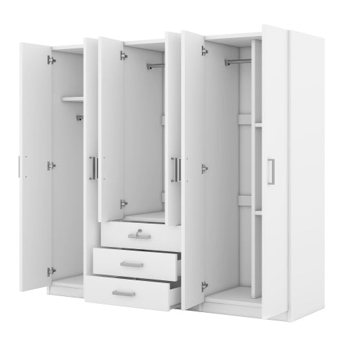 Bellemave® 6-Doors Wooden Wardrobe Storage with Big Drawers