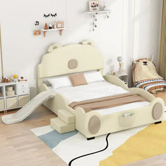 Bellemave® Full Size Upholstered Platform Bed with Piglet Shaped Headboard and Kid Slide Bellemave®