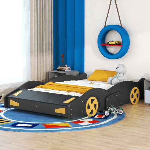 Bellemave Race Car-Shaped Platform Bed with Wheels and Storage