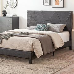 Bellemave® Queen Size Upholstered Platform Bed with Wood Slat Support