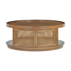 Bellemave® Round Cane Coffee Table with PE Rattan Side