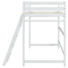 Bellemave® Twin Size High Loft Bed with Inclined Ladder and Guardrails