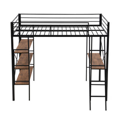 Bellemave® Twin Size Metal Loft Bed with Shelves and Desk