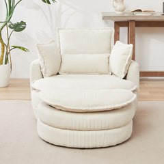 Bellemave® 38" Oversized Swivel Chair with Moon Storage Ottoman and 4 Pillows