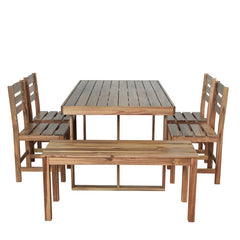 Bellemave® 6-Piece High-quality Acacia Wood Outdoor Table and Chair Set