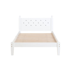 Bellemave® Twin Size Platform Bed with Button-Decoration Headboard