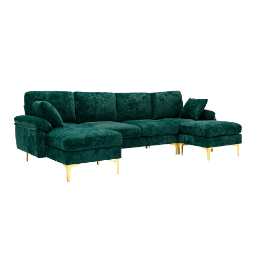 Bellemave 114" U-Shape Sectional Sofa, Mid Century Modern Couch with Chaise and Ottoman Bellemave