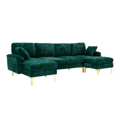 Bellemave 114" U-Shape Sectional Sofa, Mid Century Modern Couch with Chaise and Ottoman Bellemave