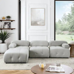 Bellemave 93" L-Shaped Modular Sectional Sofa, Button Tufted Designed and DIY Combination with Reversible Ottoman Bellemave