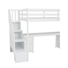 Bellemave® Twin Size Loft Bed with Built-in Desk and Double Storage Drawers