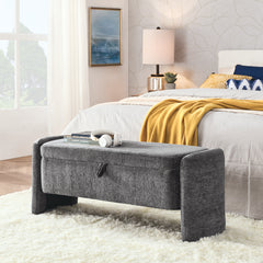 Bellemave® Chenille Fabric Oval Ottoman Storage Bench with Large Storage Space