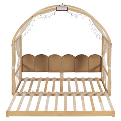 Bellemave® Twin Size Daybed With Arched Roof and Pull-Out Bed