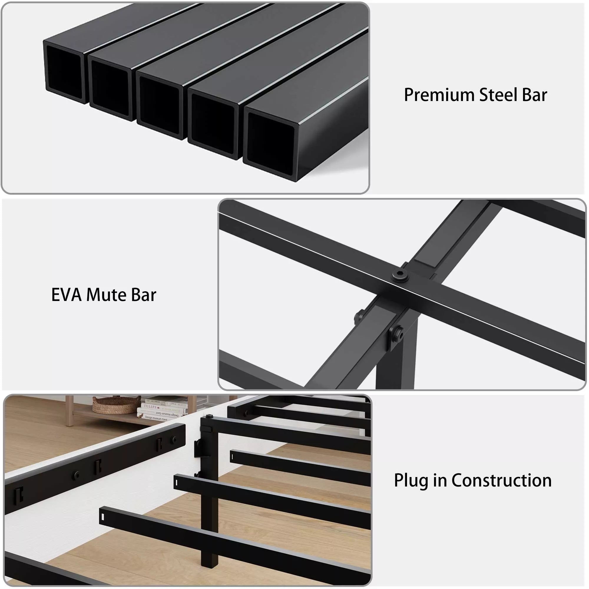 Bellemave® White Solid Wood Platform Bed with Headboard, Footboard & Storage Bellemave®