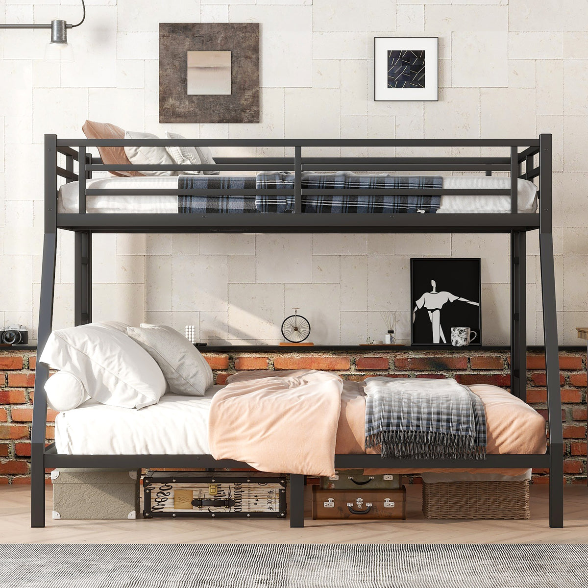 Bellemave® Full XL over King Metal Bunk Bed