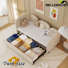 Bellemave® Twin Size Velvet Upholstered Daybed with Storage Drawers