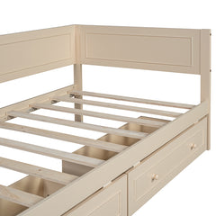 Bellemave® Twin Size Wood Daybed with 2 Drawers and Guardrail