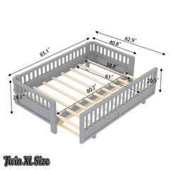 Bellemave® Queen Floor Bed or Twin XL Montessori Floor beds for Kids, Twin XL Can Be Converted into a Queen Platform Bed, Gray Bellemave®