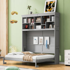 Bellemave® Queen Size Murphy Bed Wall Bed with Top Shelves & USB