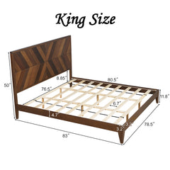 Bellemave® Mid-Century Modern Platform Bed Wood Slat Support with No Box Spring Needed