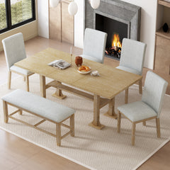 Bellemave® 6-Piece Extendable Dining Table Set with Upholstered Dining Chair and Bench