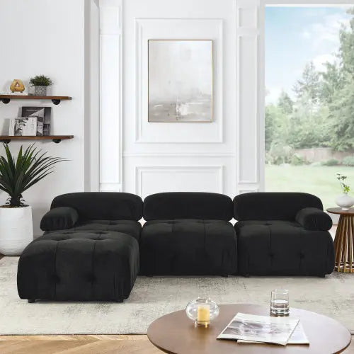 Bellemave 93" L-Shaped Modular Sectional Sofa, Button Tufted Designed and DIY Combination with Reversible Ottoman Bellemave