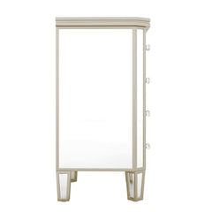 Bellemave® Elegant Mirrored 4-Drawer Chest with Golden Lines