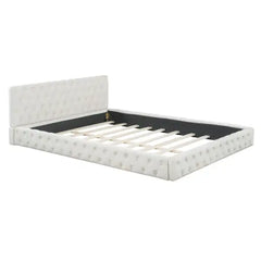 Bellemave® Queen Size Velvet Upholstered Platform Bed, with Luxurious Diamond Grid Headboard Bellemave®