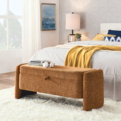 Bellemave® Chenille Fabric Oval Ottoman Storage Bench with Large Storage Space