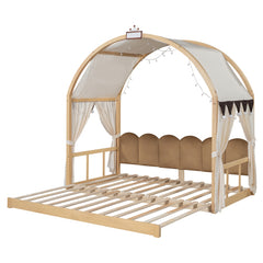 Bellemave® Twin Size Daybed With Arched Roof and Pull-Out Bed