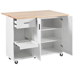 Bellemave® Rolling Kitchen Cart on Wheels with Foldable Counter Top and Slide-Out Shelf, Towel Rack and Drawer,