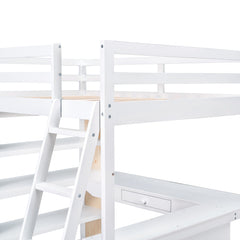 Bellemave® Full Size Loft Bed with Ladder, Shelves and Desk