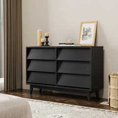 Bellemave® 6 Drawer Double Dresser Features Vintage-style and Bevel Design