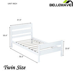 Bellemave® Twin Size Platform Bed with Headboard and Footboard