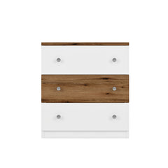 Bellemave® 3-Drawer Wooden Nightstand with Colorblock Design and Plastic Handle