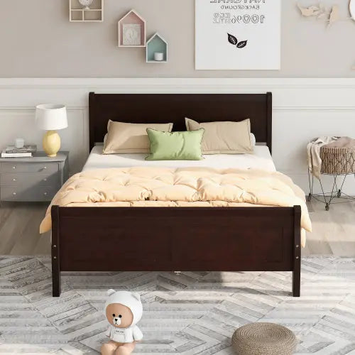 Bellemave® Queen Size Wood Platform Bed with Headboard and Wooden Slat Support Bellemave®