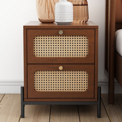 Bellemave® Modern Cannage Rattan 2-Drawer Nightstand