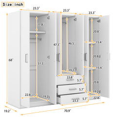 Bellemave® 6-Doors Wooden Wardrobe Storage with Big Drawers