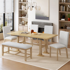 Bellemave® 6-Piece Extendable Dining Table Set with Upholstered Dining Chair and Bench