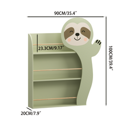 Bellemave® Sloth Kids Bookshelf, 3-Tier Front-Facing Toddler Book Display Rack, MDF Nursery Storage Bellemave®