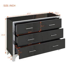 Bellemave® Mirrored Storage Cabinet with 6 Drawers and Metal Handle