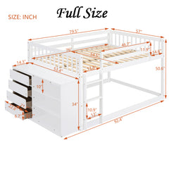 Bellemave® Bunk Bed with 4 Drawers and 3 Shelves