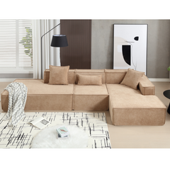 Bellemave® 129.5" L-shaped Modular Combination Sofa Set with 3 Pillows