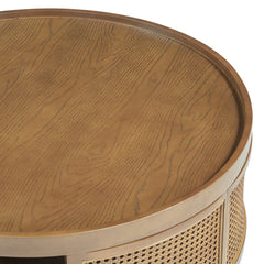 Bellemave® Round Cane Coffee Table with PE Rattan Side