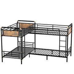 Bellemave® Twin Size Heavy Duty Metal Bunk Bed, Detachable Triple Bunk Bed, Can Be Divided Into 3 Twin Size Beds